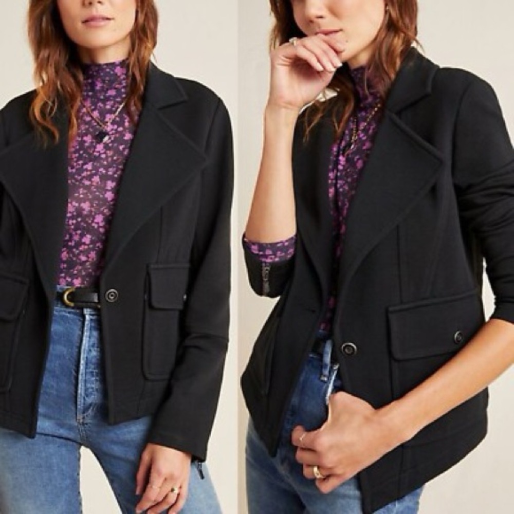 Anthropologie Surin Moto Jacket Size L Black‎